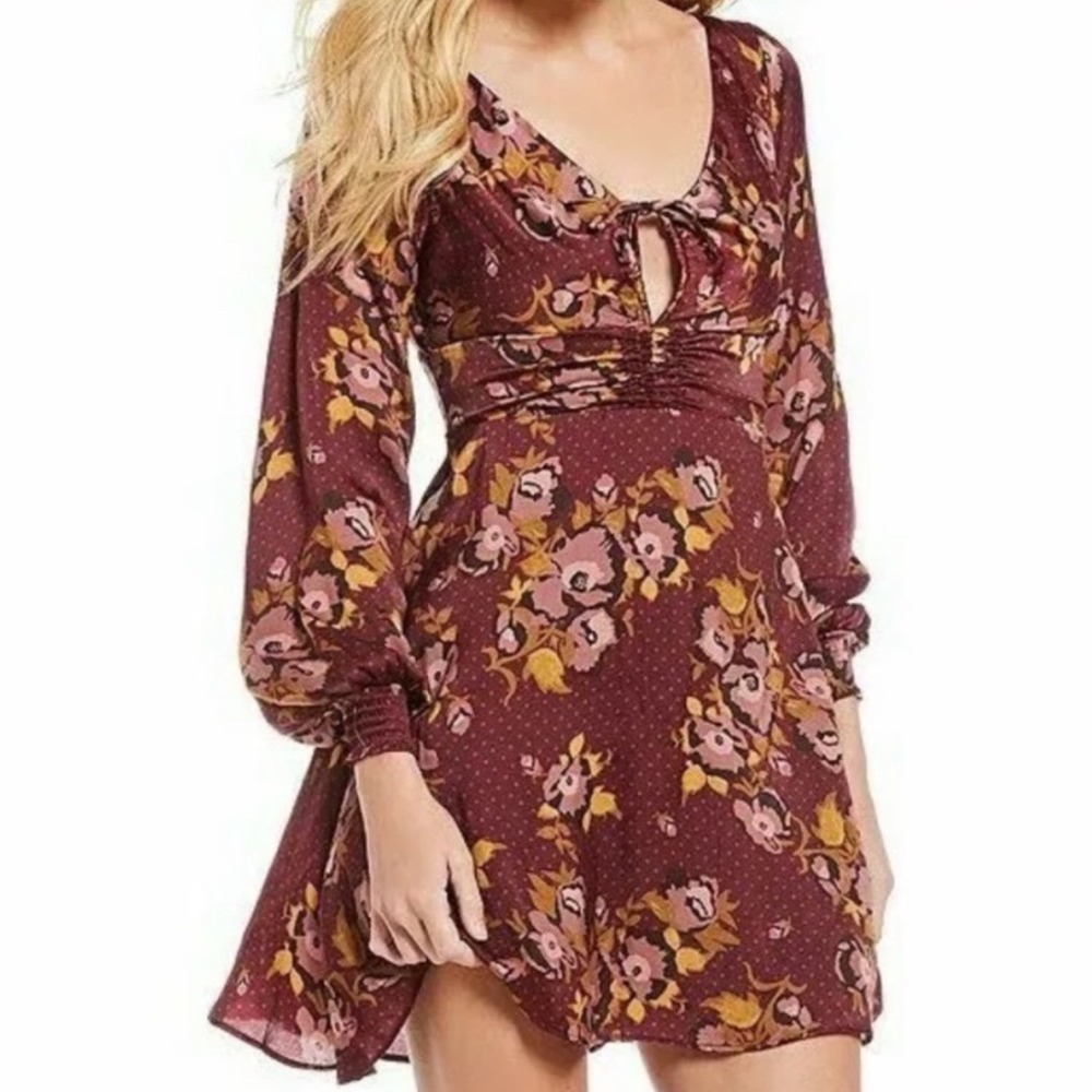 Free People Morning Light Floral Fit & Flare Mini Dress Sz 4 New With Tag